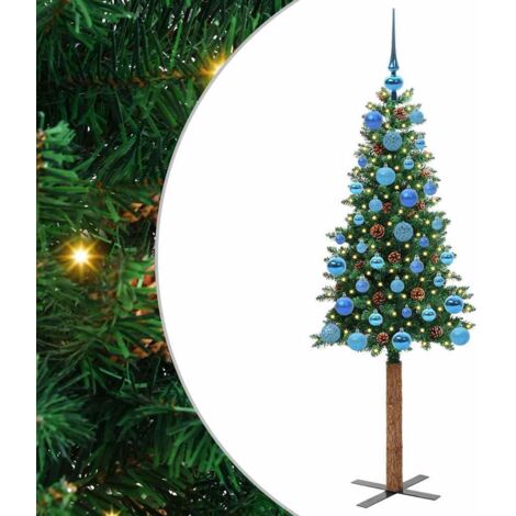 Slim Christmas Tree Green 150 cm PVC and Solid Pine wood vidaXL (1/5)