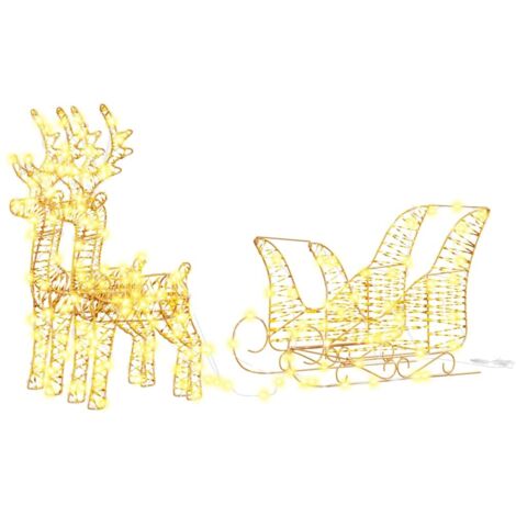 Reindeer Pull Sleigh Warm White 30 x 12 x 55 cm PET vidaXL