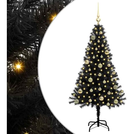 Christmas Tree with 150 LEDs with Stand Black 150 cm PVC vidaXL