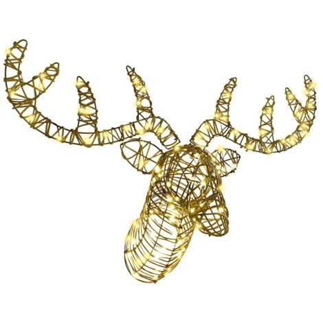 Reindeer Pull Sleigh with 140 LEDs Warm white 60 cm Rattan vidaXL