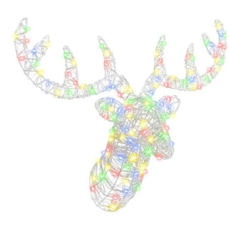 Reindeer Head with 140 LEDs Colourful 60 cm Acrylic vidaXL
