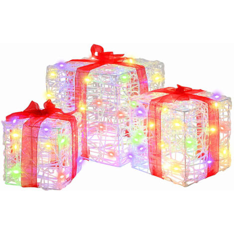 Gift Box with 60 LEDs 3 pcs Multicolour 20 x 20 x 20 cm Acrylic vidaXL (1/5)