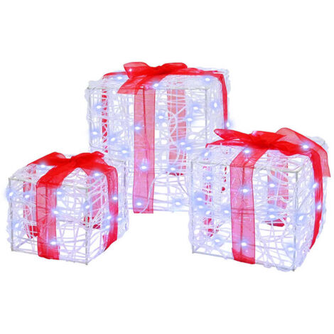 Gift Box with 60 LEDs 3 pcs Cold white 20 x 20 x 20 cm Acrylic vidaXL