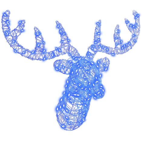 Reindeer Head with 140 LEDs Blue 60 cm Acrylic vidaXL