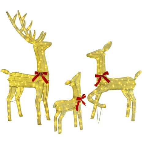 Reindeer Family 3 pcs Warm white 68 x 26 x 127 cm Fabric vidaXL