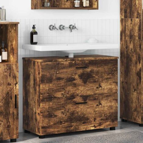 Bathroom Cabinet with Drawer Smoked Oak 76.5 x 35 x 64 cm vidaXL (1/5)