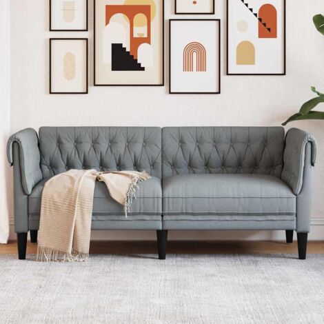 Chesterfield Sofa Light grey 182.5 x 74.5 x 74.5 cm Fabric vidaXL