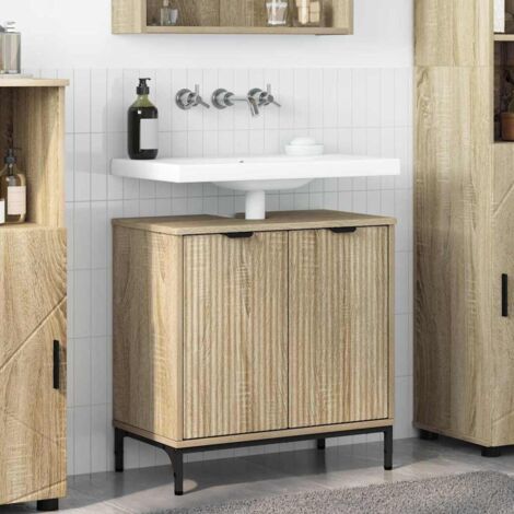Bathroom Sink Cabinet with Door Sonoma Oak 60.5 x 33.5 x 61 cm vidaXL