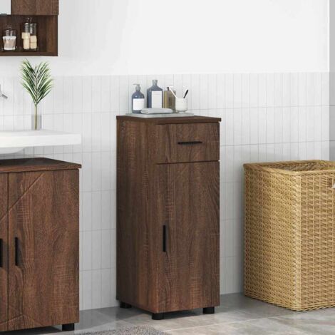 Bathroom Cabinet with Drawer Brown Oak 30 x 35 x 80 cm vidaXL