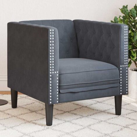 Chesterfield Sofa Chair Dark grey 71 x 74.5 x 70.5 cm Velvet vidaXL