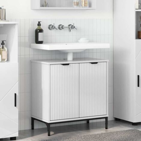 Bathroom Sink Cabinet High gloss white 60.5 x 33.5 x 61 cm vidaXL
