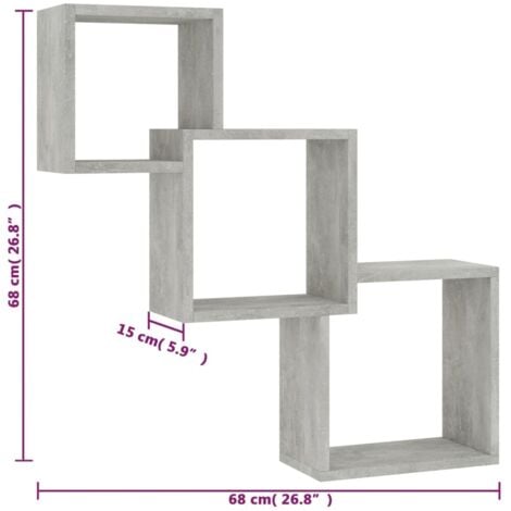 Cube Wall Shelf Concrete Grey 68x15x68 cm Engineered Wood vidaXL