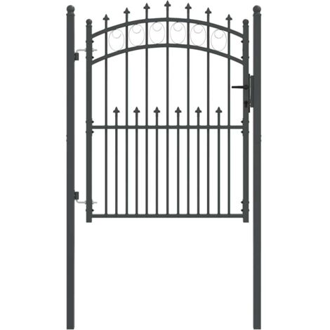 Fence Gate with Spikes Grey 150 x 100 cm Powder-coated steel vidaXL