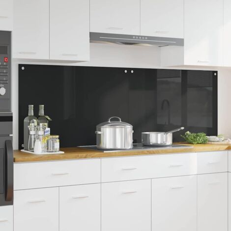 Kitchen Backsplash Black 90 x 60 cm Tempered Glass vidaXL