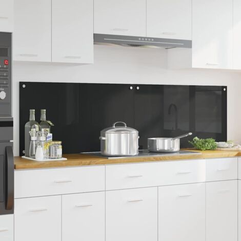 Kitchen Backsplash Black 90 x 50 cm Tempered Glass vidaXL