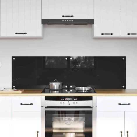 Kitchen Backsplash Black 70 x 40 cm Tempered Glass vidaXL