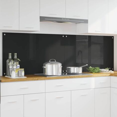 Kitchen Backsplash Black 100 x 60 cm Tempered Glass vidaXL