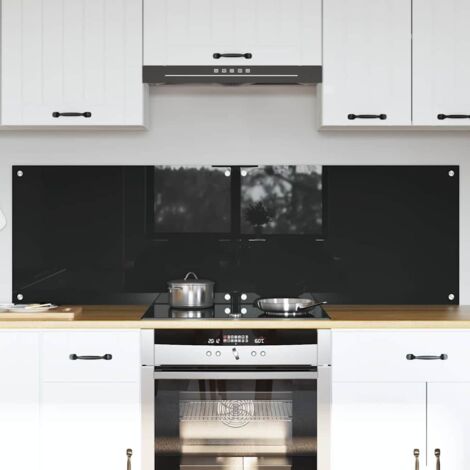 Kitchen Backsplash Black 80 x 50 cm Tempered Glass vidaXL