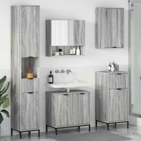 Bathroom Furniture Set Grey Sonoma Engineered wood, Metal vidaXL