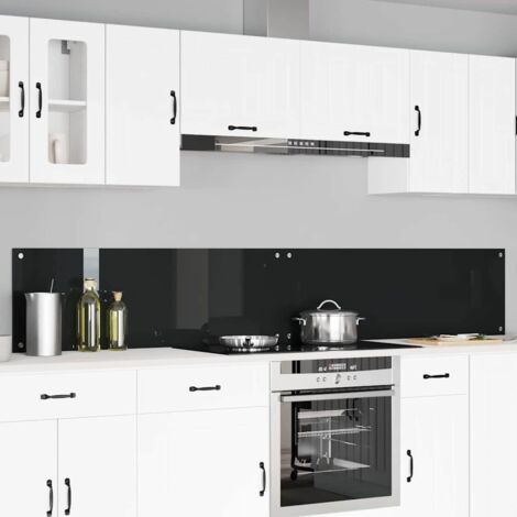 Kitchen Backsplash 2 pcs Black 120 x 40 cm Tempered Glass vidaXL