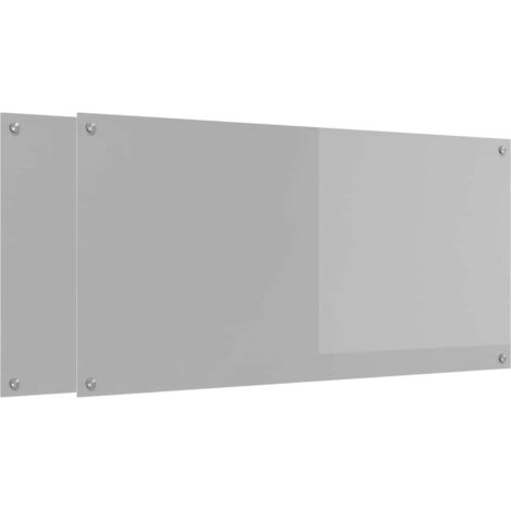 Kitchen Backsplash 2 pcs Light Grey 120 x 60 cm Tempered Glass vidaXL