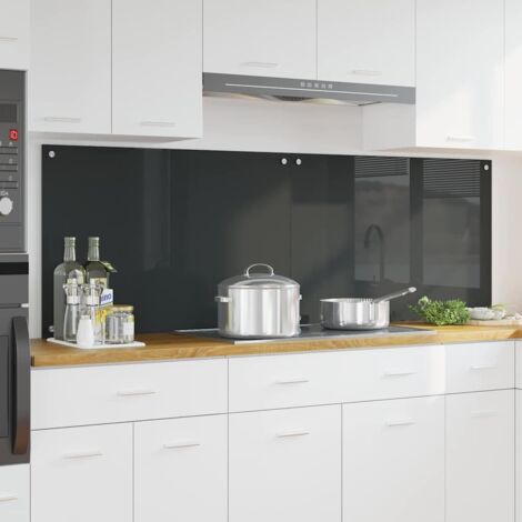 Kitchen Backsplash 2 pcs Dark Grey 90 x 60 cm Tempered Glass vidaXL