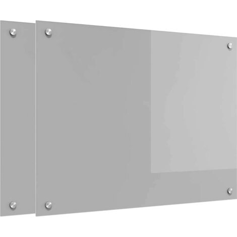 Kitchen Backsplash 2 pcs Light Grey 80 x 60 cm Tempered Glass vidaXL