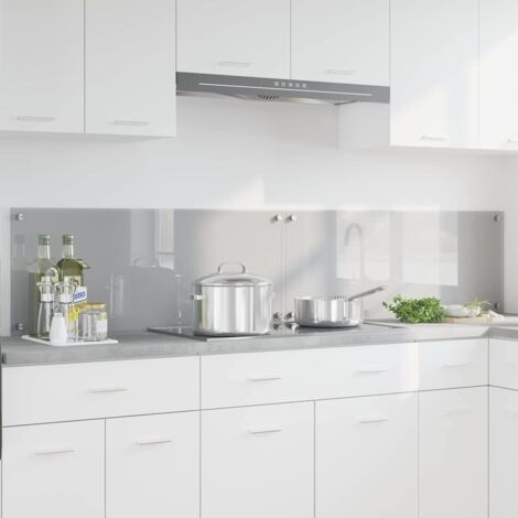 Kitchen Backsplash 2 pcs Light Grey 100 x 40 cm Tempered Glass vidaXL