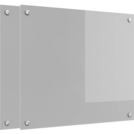 Kitchen Backsplash 2 pcs Light Grey 70 x 60 cm Tempered Glass vidaXL