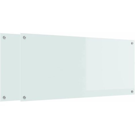Kitchen Backsplash 2 pcs White 110 x 50 cm Tempered Glass vidaXL