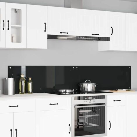 Kitchen Backsplash 2 pcs Black 110 x 40 cm Tempered Glass vidaXL