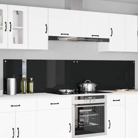Kitchen Backsplash 2 pcs Black 120 x 50 cm Tempered Glass vidaXL