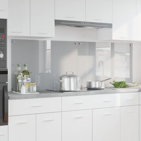 Kitchen Backsplash 2 pcs Light Grey 90 x 60 cm Tempered Glass vidaXL