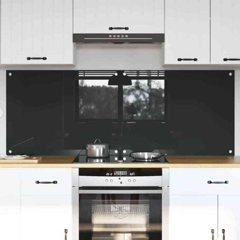 Kitchen Backsplash 2 pcs Dark Grey 80 x 60 cm Tempered Glass vidaXL