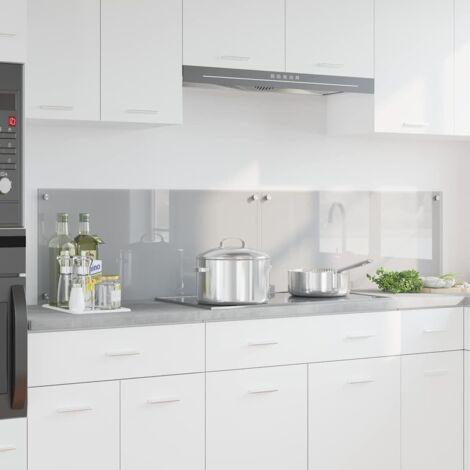 Kitchen Backsplash 2 pcs Light Grey 90 x 40 cm Tempered Glass vidaXL