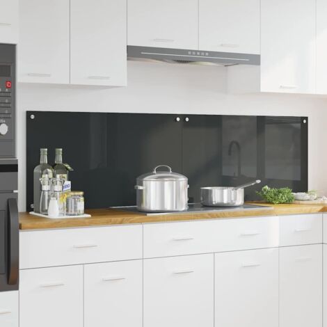 Kitchen Backsplash 2 pcs Dark Grey 90 x 50 cm Tempered Glass vidaXL