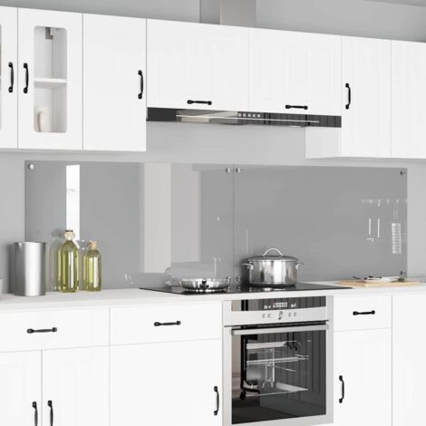 Kitchen Backsplash 2 pcs Light Grey 110 x 60 cm Tempered Glass vidaXL