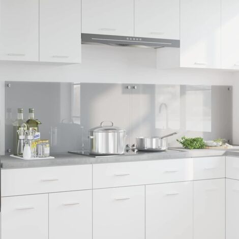 Kitchen Backsplash 2 pcs Light Grey 100 x 50 cm Tempered Glass vidaXL