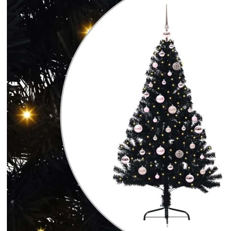 Artificial Pre-lit Christmas Tree Black 150 cm PVC vidaXL (1/5)