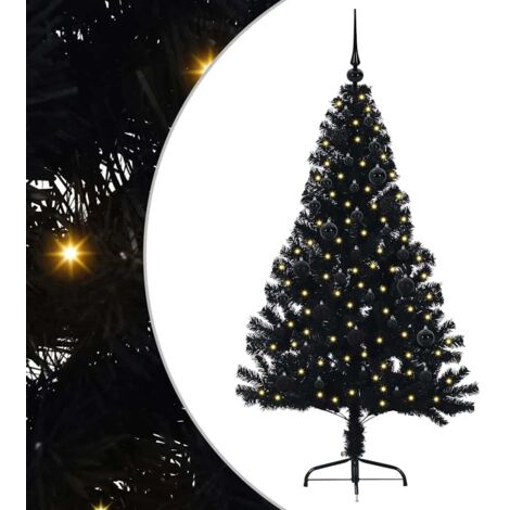 Artificial Pre-lit Christmas Tree Black 150 cm PVC vidaXL (1/5)