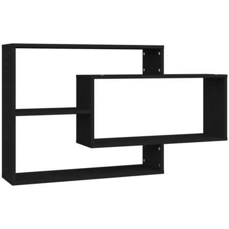 New Wall Mount Shelf Set 4 Floating Display Home Decor Black Shelves Furniture 