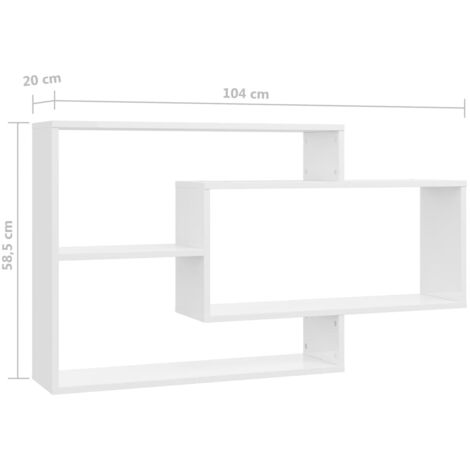 Wall Shelf High Gloss White 104x20x58.5 cm Engineered Wood vidaXL