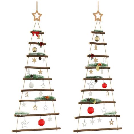 vidaXL Hanging Christmas Trees with Top Stars 2 pcs 55x120 cm Natural Branch (1/5)