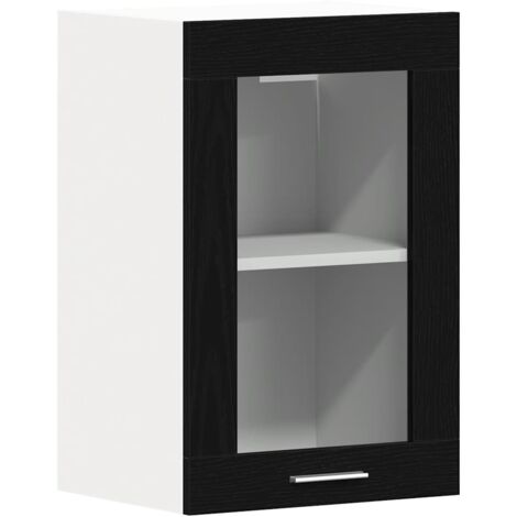 Hanging Glass Cabinet Black Oak 40x31x60 cm Engineered Wood vidaXL (1/5)