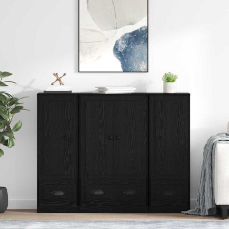Highboard with Drawer 3 pcs Black Oak Engineered Wood vidaXL (1/5)