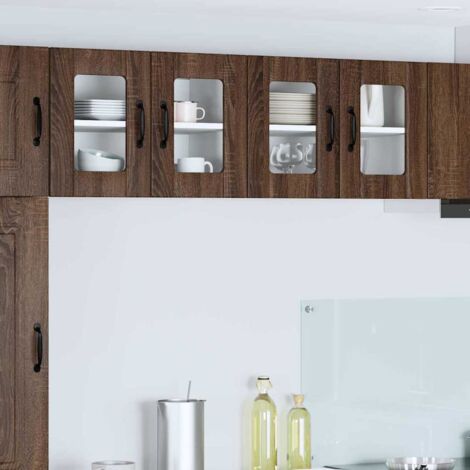 Wall Glass Cabinet LUCCA Brown Oak 60 x 31 x 40 cm vidaXL