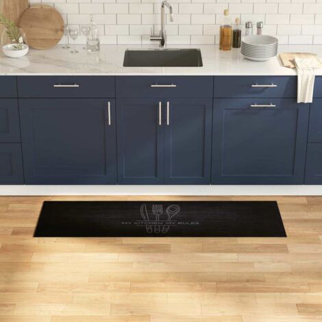 Kitchen Rug Black 150 x 45 cm Velvet vidaXL (1/5)