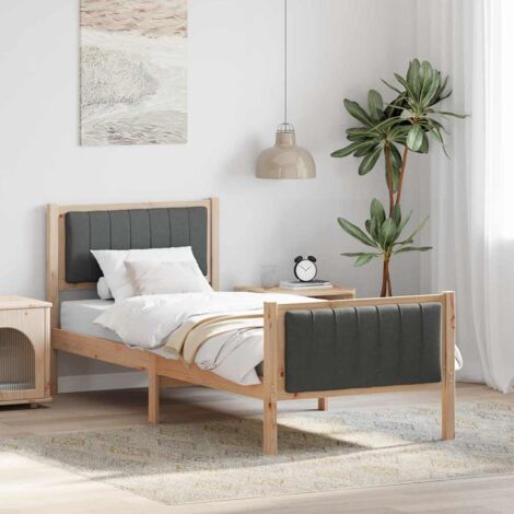 Bed frame Brown and dark grey 75 x 190 cm Solid pine wood vidaXL (1/5)