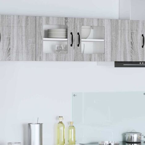 Wall Glass Cabinet LUCCA Grey Sonoma 80 x 31 x 40 cm vidaXL