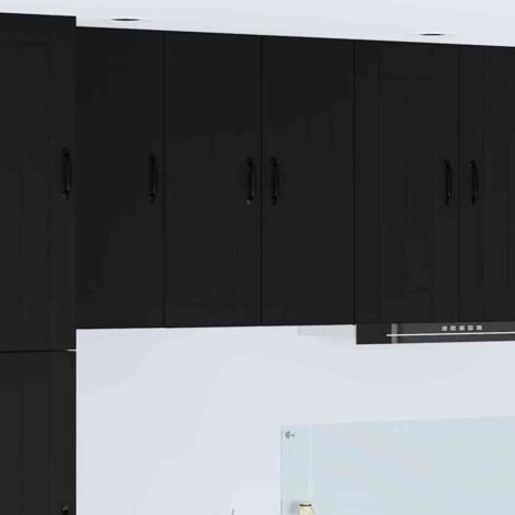 Wall Cabinet LUCCA Black 30 x 31 x 80 cm Engineered Wood vidaXL